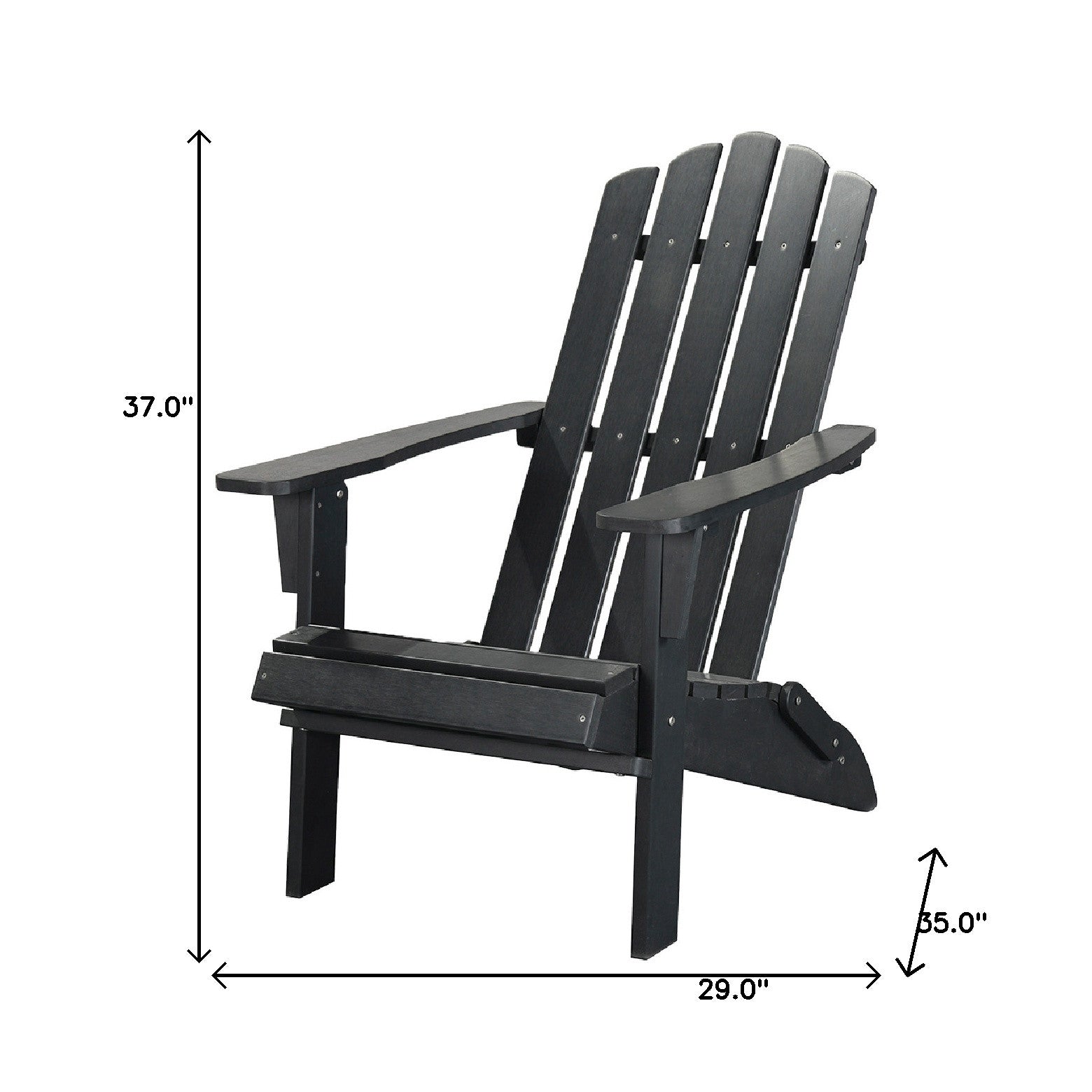 29" Black Heavy Duty Plastic Adirondack Chair