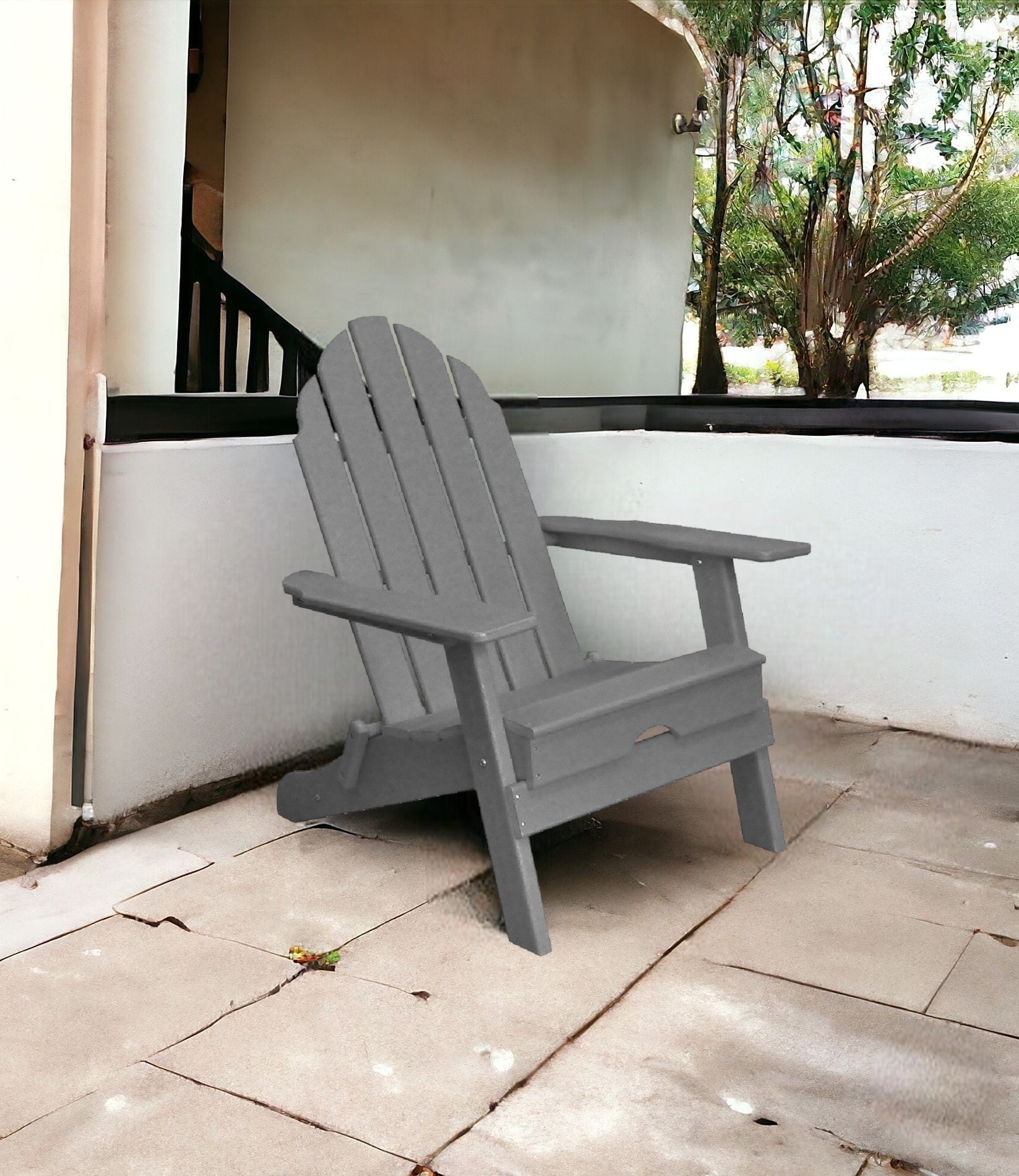 30" Gray Heavy Duty Plastic Adirondack Chair