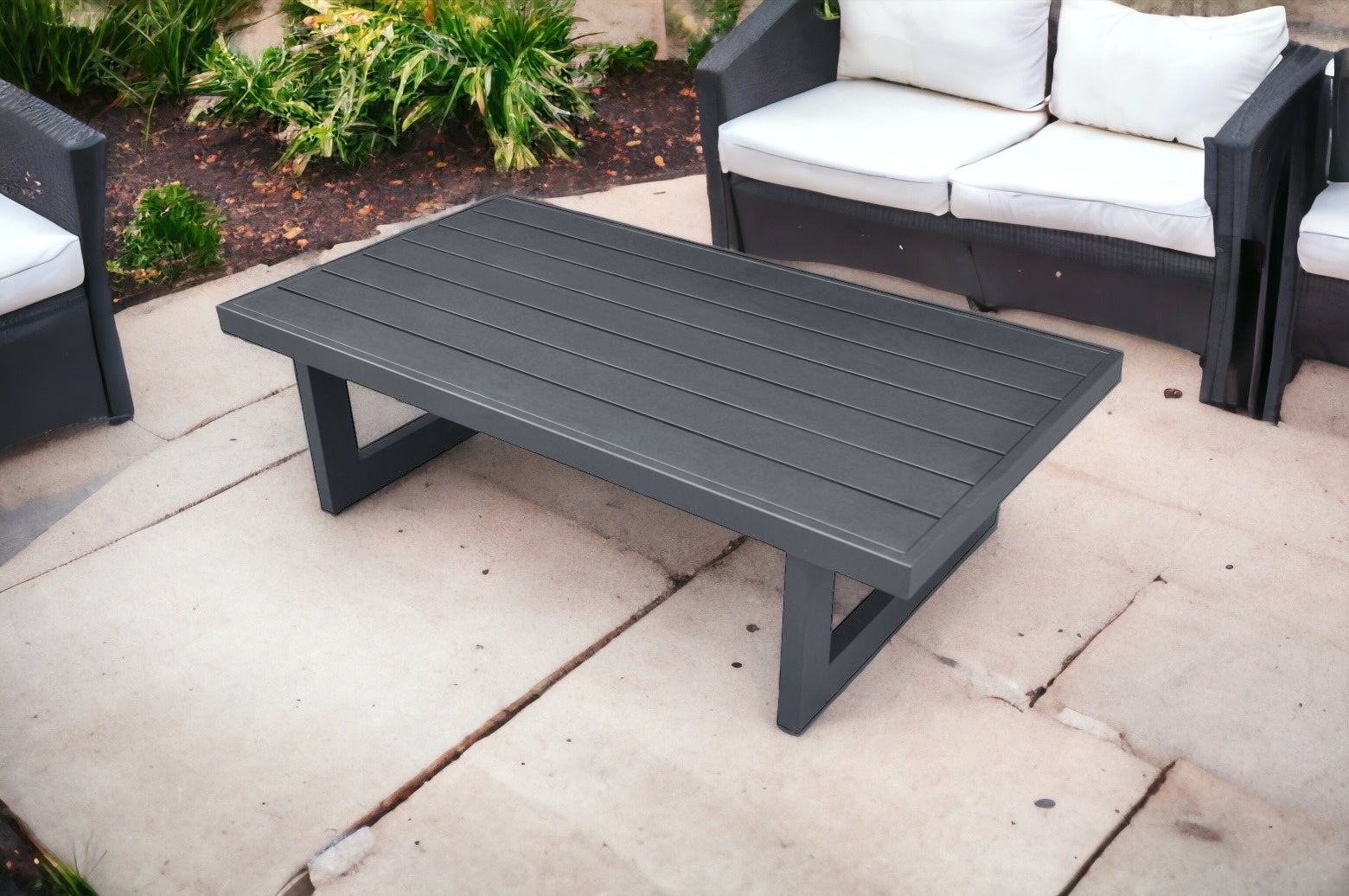 51" Gray Metal Outdoor Coffee Table