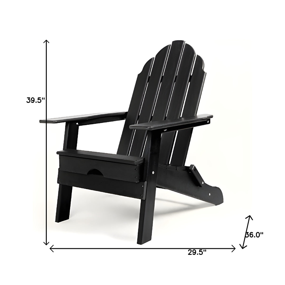 30" Black Heavy Duty Plastic Adirondack Chair