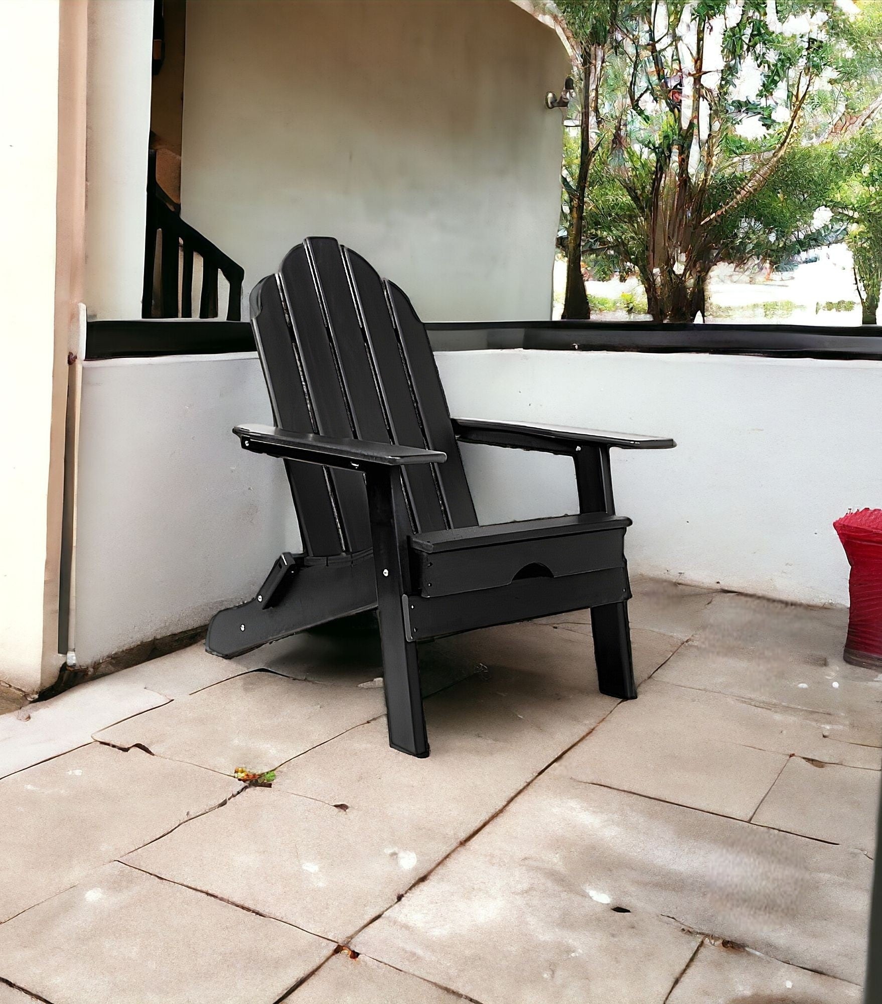 30" Black Heavy Duty Plastic Adirondack Chair