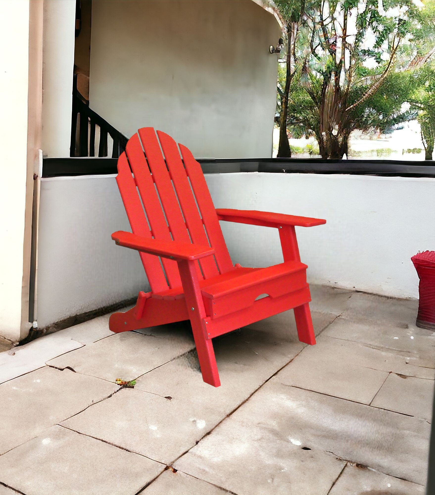 30" Red Heavy Duty Plastic Adirondack Chair