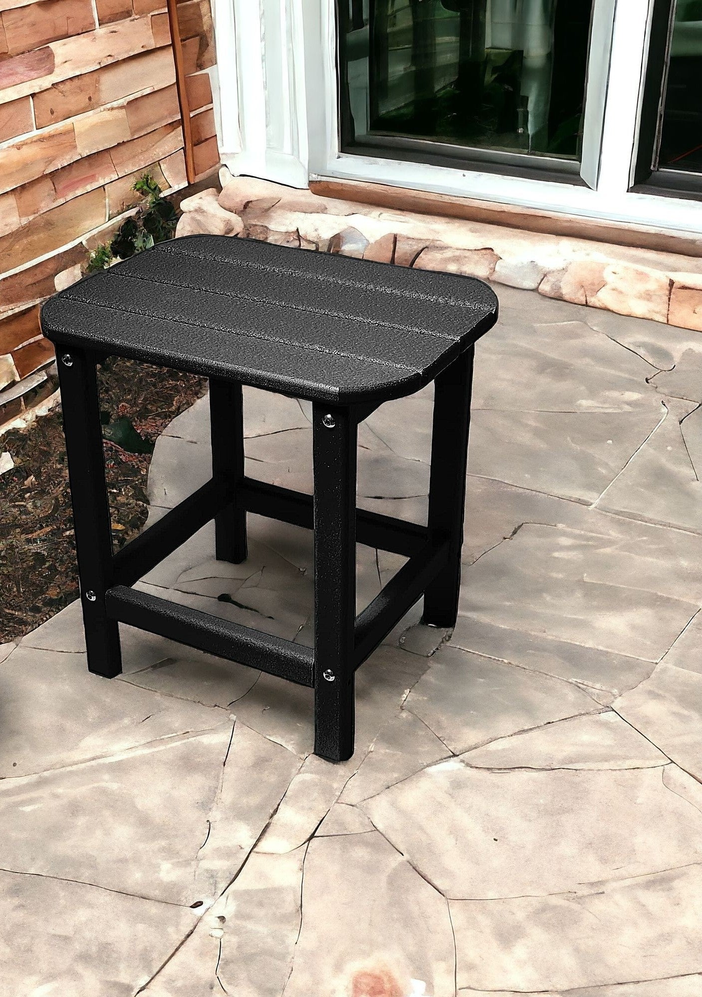 13" Black Resin Outdoor Side Table