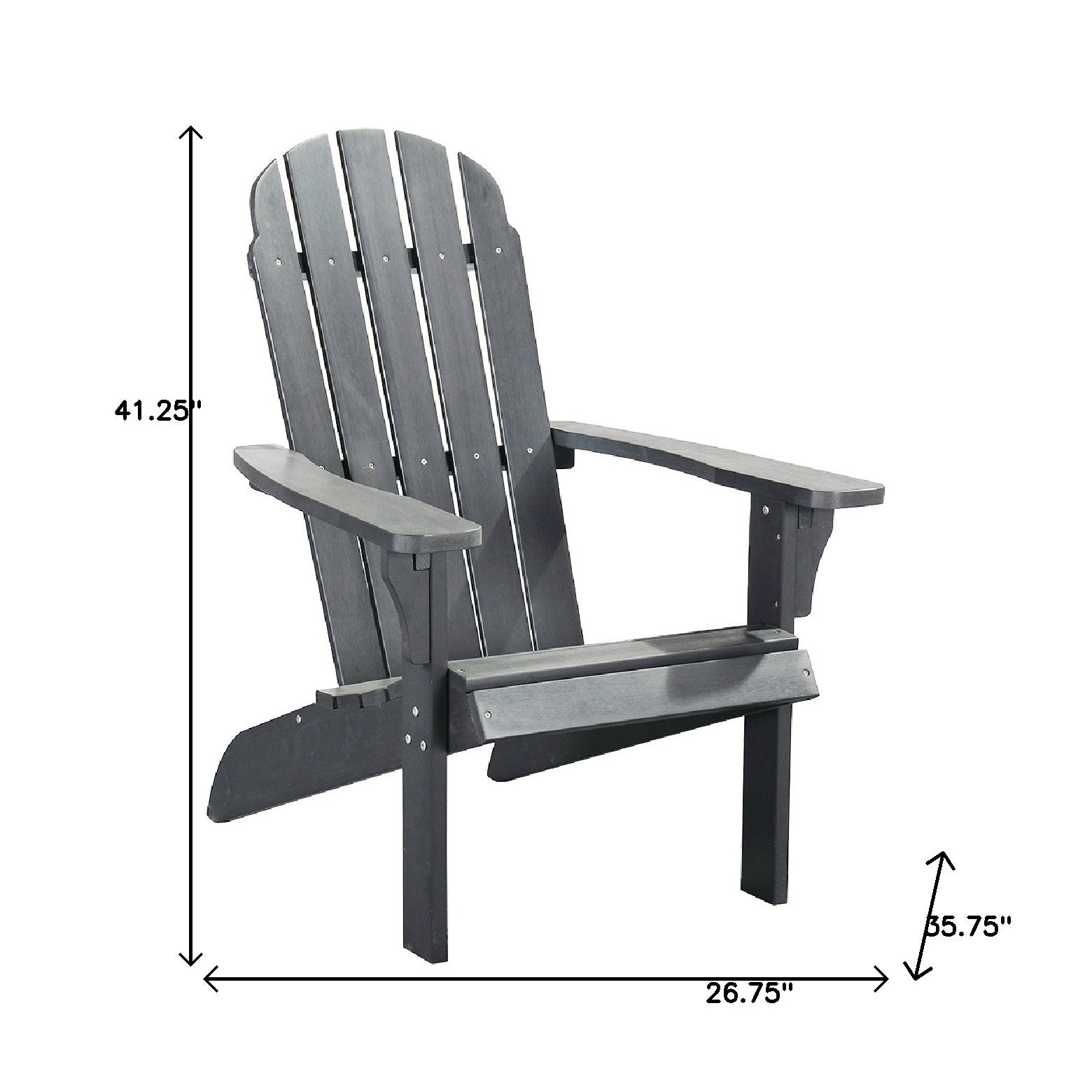 27" Gray Heavy Duty Plastic Adirondack Chair