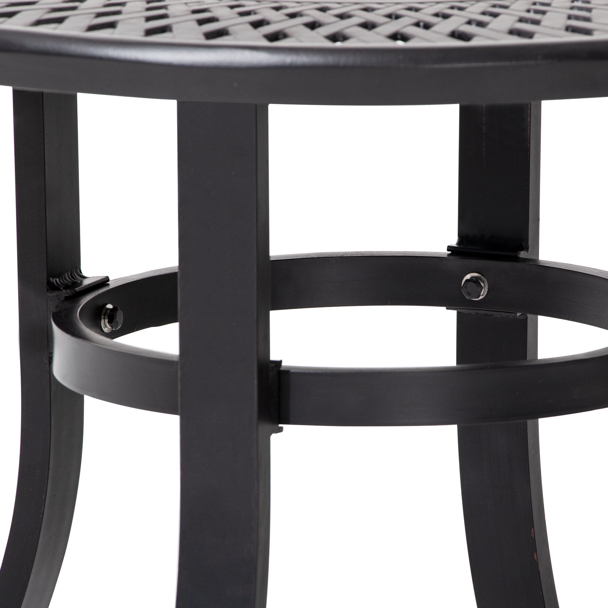 24" Black Rounded Metal Outdoor Bistro Table With Umbrella Hole