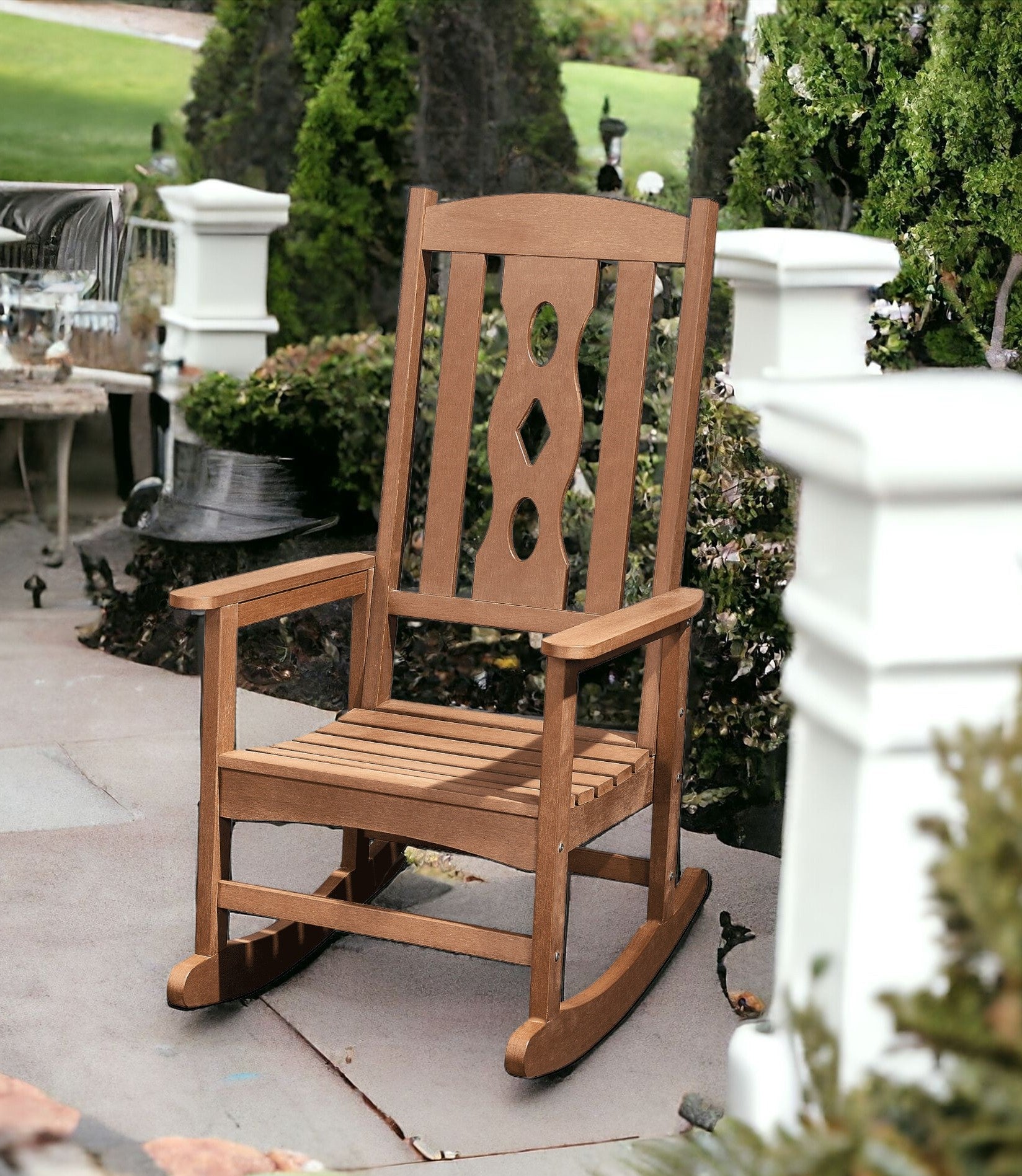 45" Brown Heavy Duty Plastic Rocking Chair