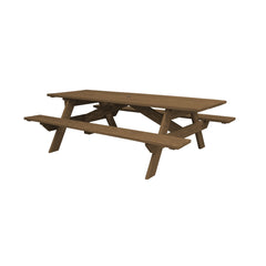 94" Wood Brown Solid Wood Outdoor Picnic Table with Umbrella Hole