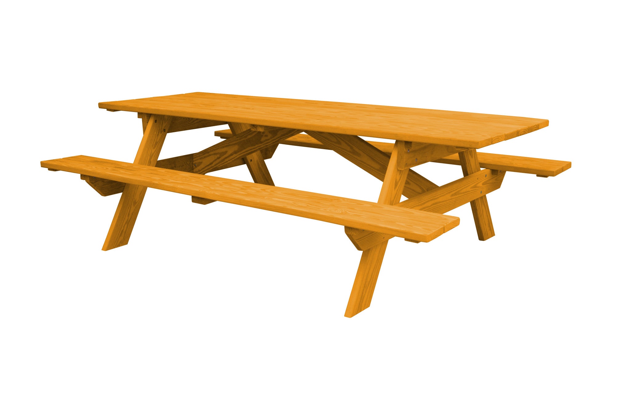 94" Natural Solid Wood Outdoor Picnic Table