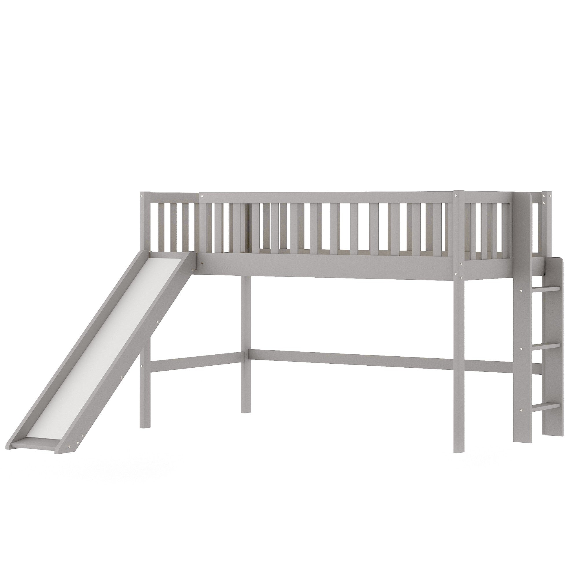 Gray Twin Traditional Manufactured Wood and Solid Wood Bunk Bed