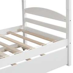 White Twin Contemporary Manufactured Wood and Solid Wood Bunk Bed