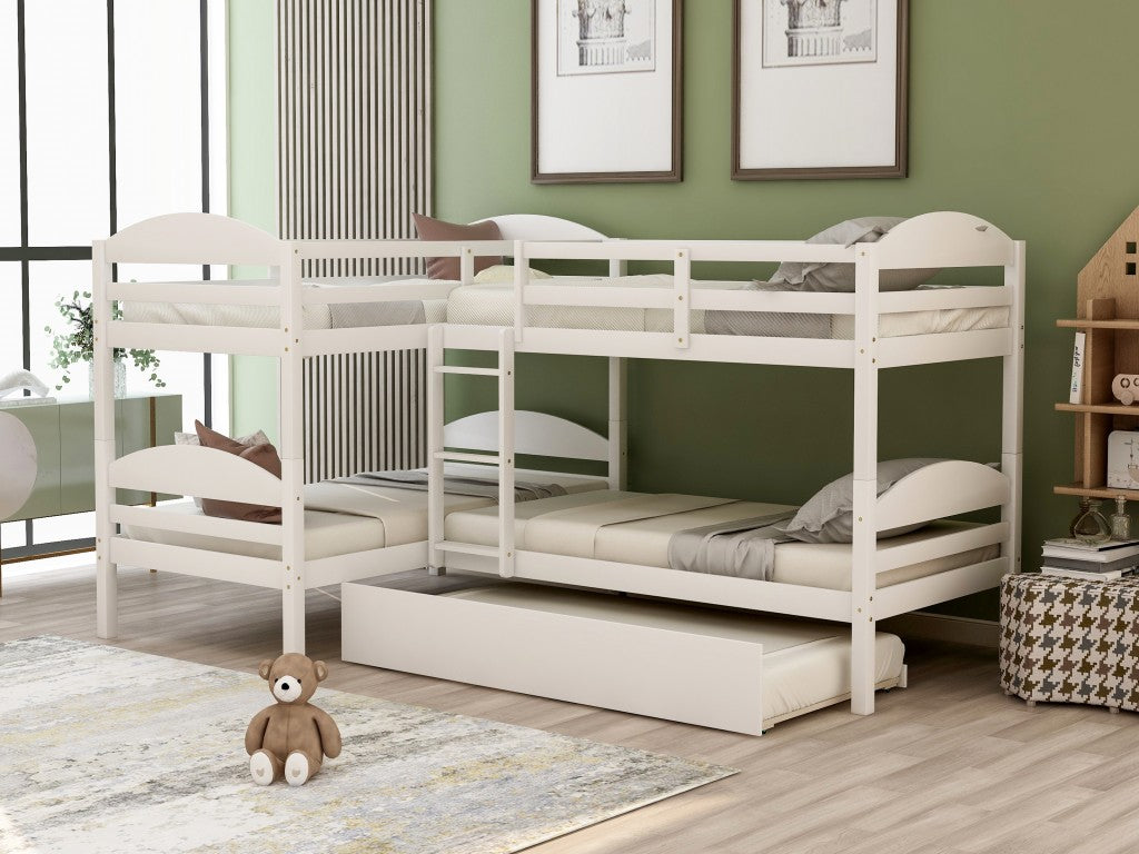 White Twin Contemporary Manufactured Wood and Solid Wood Bunk Bed