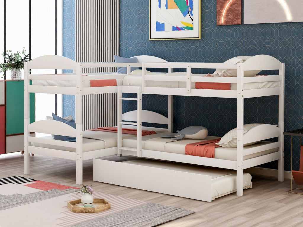 White Twin Contemporary Manufactured Wood and Solid Wood Bunk Bed