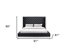 60 X 91 X 91 Black Faux Leather Bed King