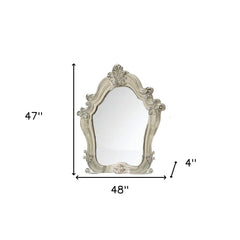 White and Silver Wood Framed Dresser Mirror