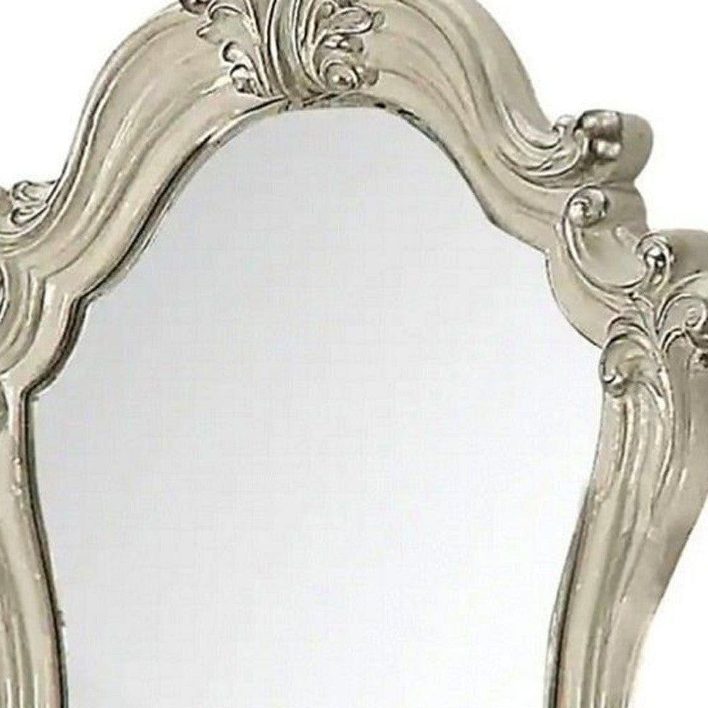 White and Silver Wood Framed Dresser Mirror