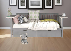 Gray Solid and Manufactured Wood Full Bed