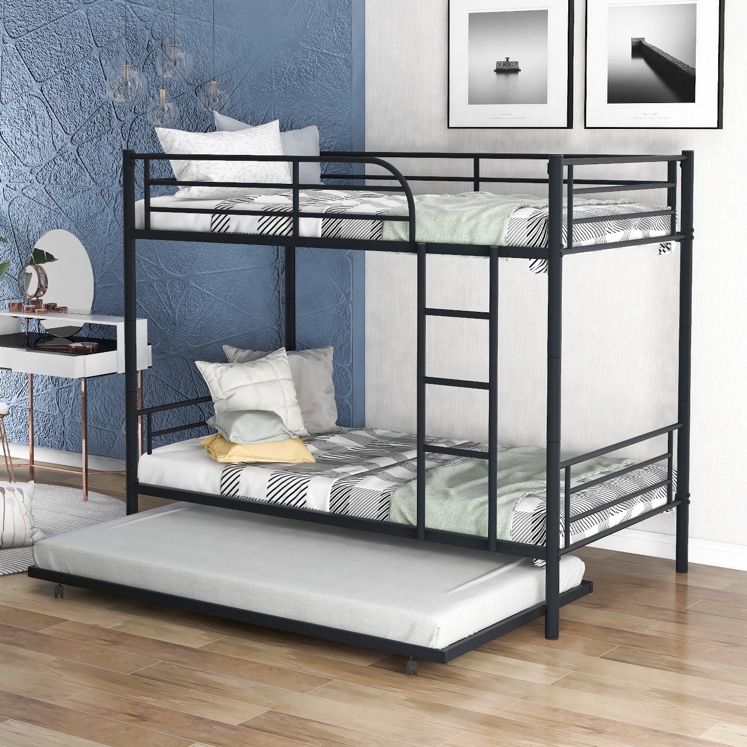 Black Twin over Twin Traditional Steel Bunk Bed