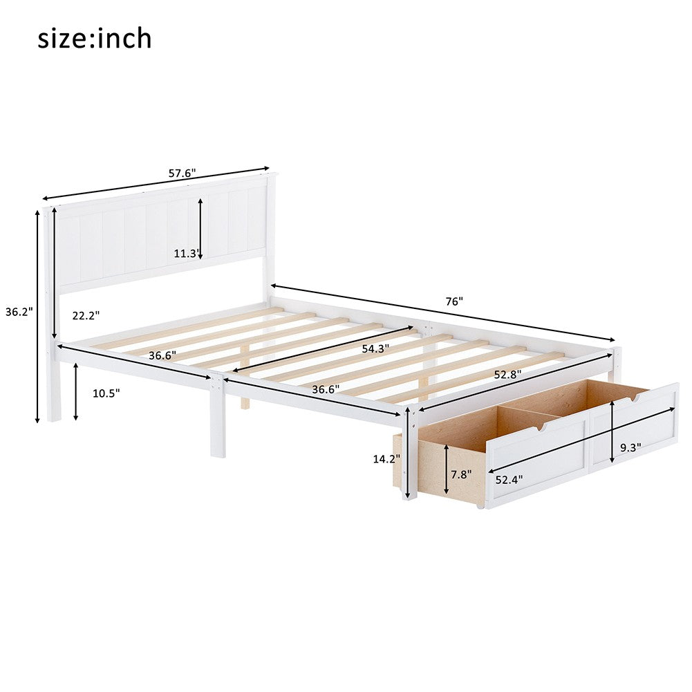 White Solid and Manufactured Wood Full Bed