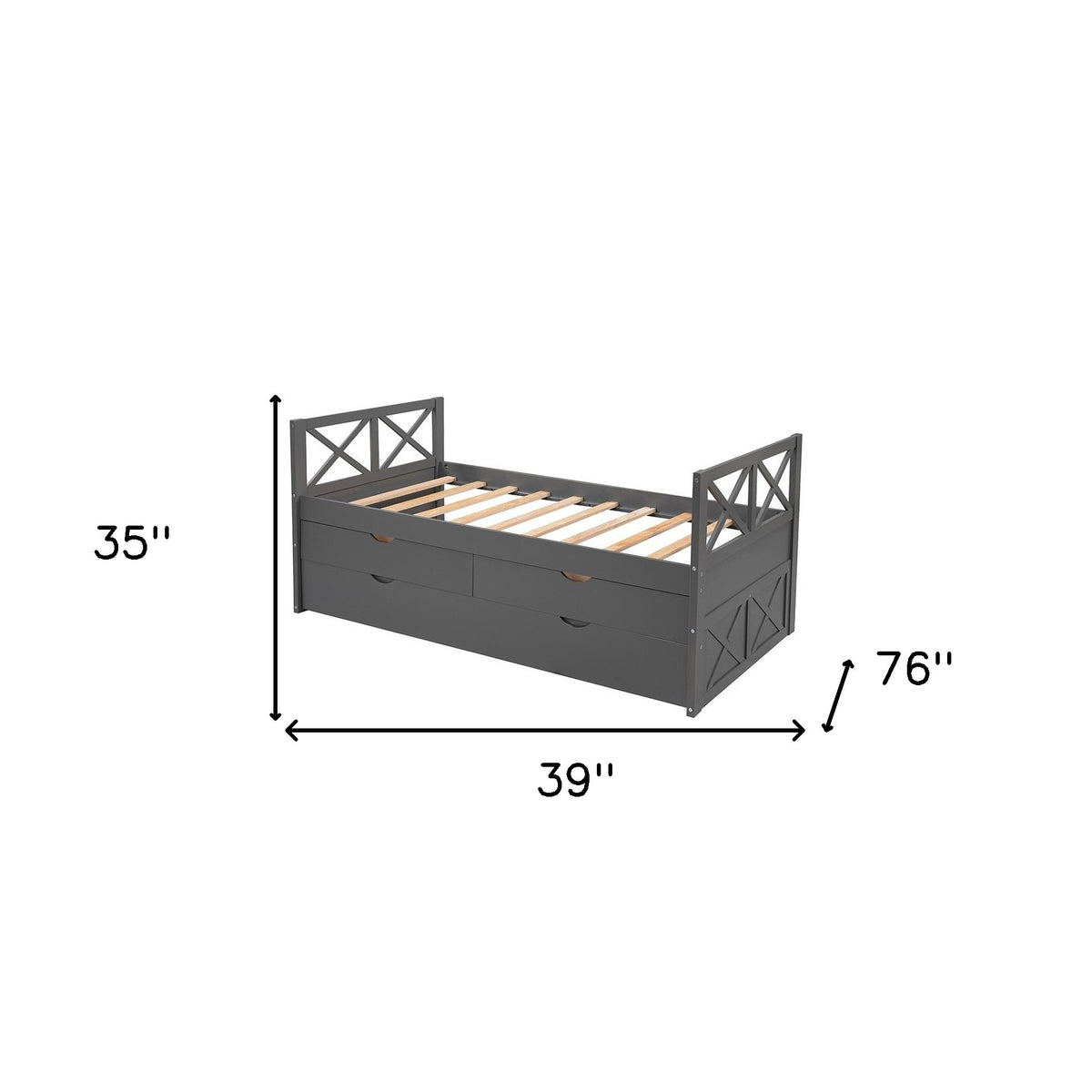 Gray Twin Bed with Trundle