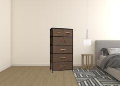 23" Brown Steel and Fabric Six Drawer Combo Dresser