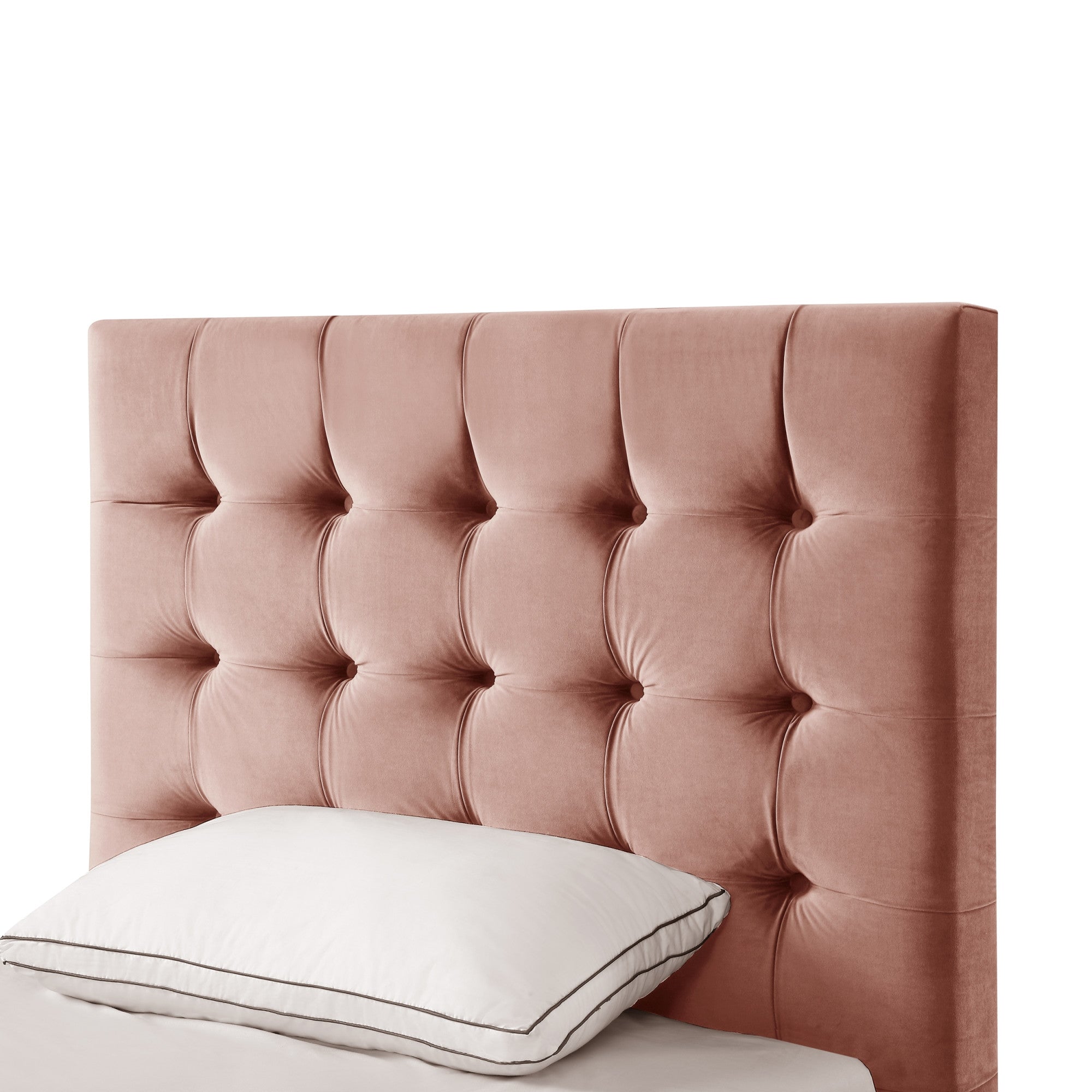 Blush Solid Wood Full Tufted Upholstered Velvet Bed