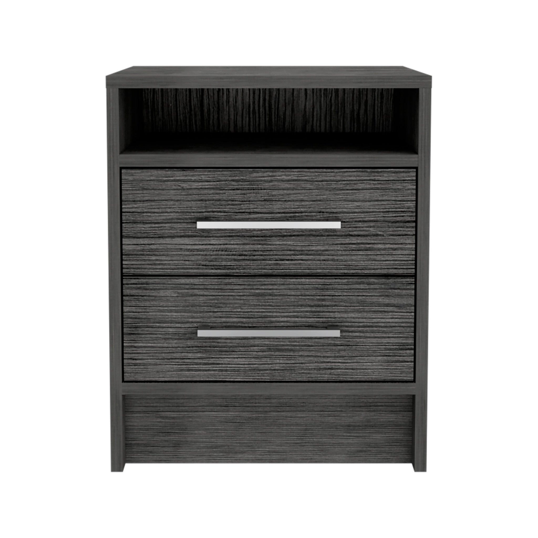 20" Gray Two Drawer Faux Wood Nightstand