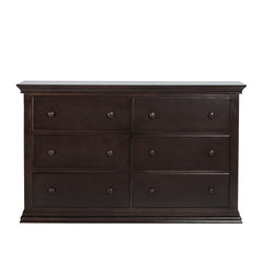 56" Espresso Solid and Manufactured Wood Six Drawer Double Dresser