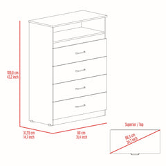 47" White Four Drawer Dresser