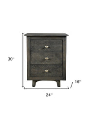 30" Gray Three Drawer Nightstand