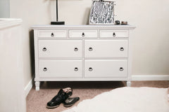 62" White Solid Wood Seven Drawer Double Dresser