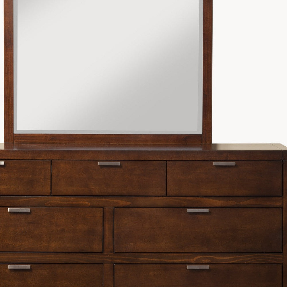 63" Brown Solid Wood Seven Drawer Double Dresser