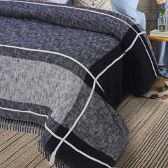 Blue Woven Cotton Geometric Throw