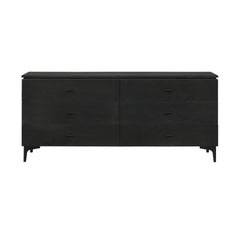 63" Black Six Drawer Double Dresser