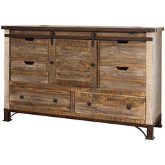 62" Brown Solid Wood Six Drawer Triple Dresser