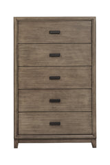 32" Gray Solid Wood Five Drawer Chest