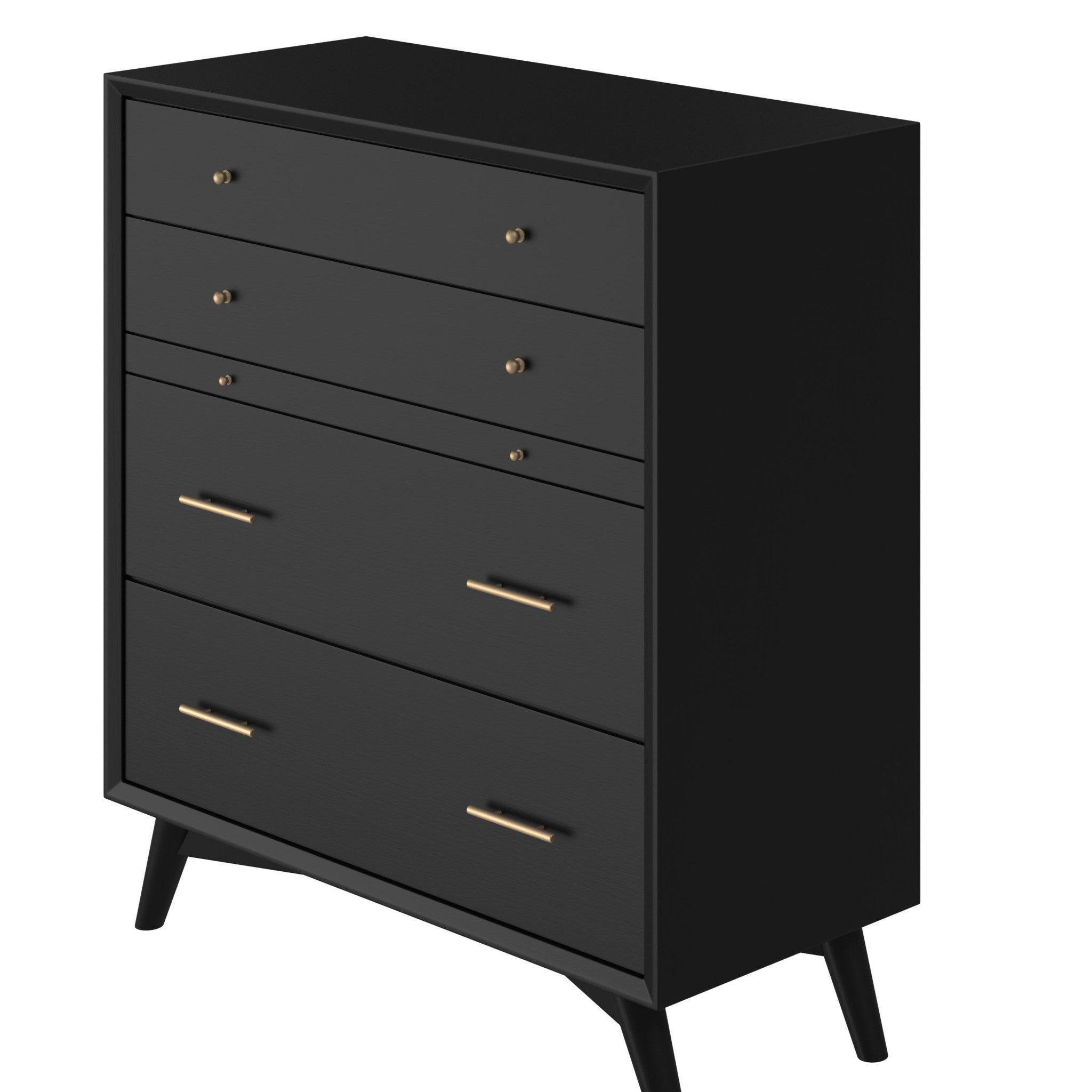 38" Black Solid Wood Four Drawer Chest