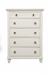 38" White Solid Wood Five Drawer Chest