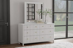 61" White Solid Wood Six Drawer Double Dresser