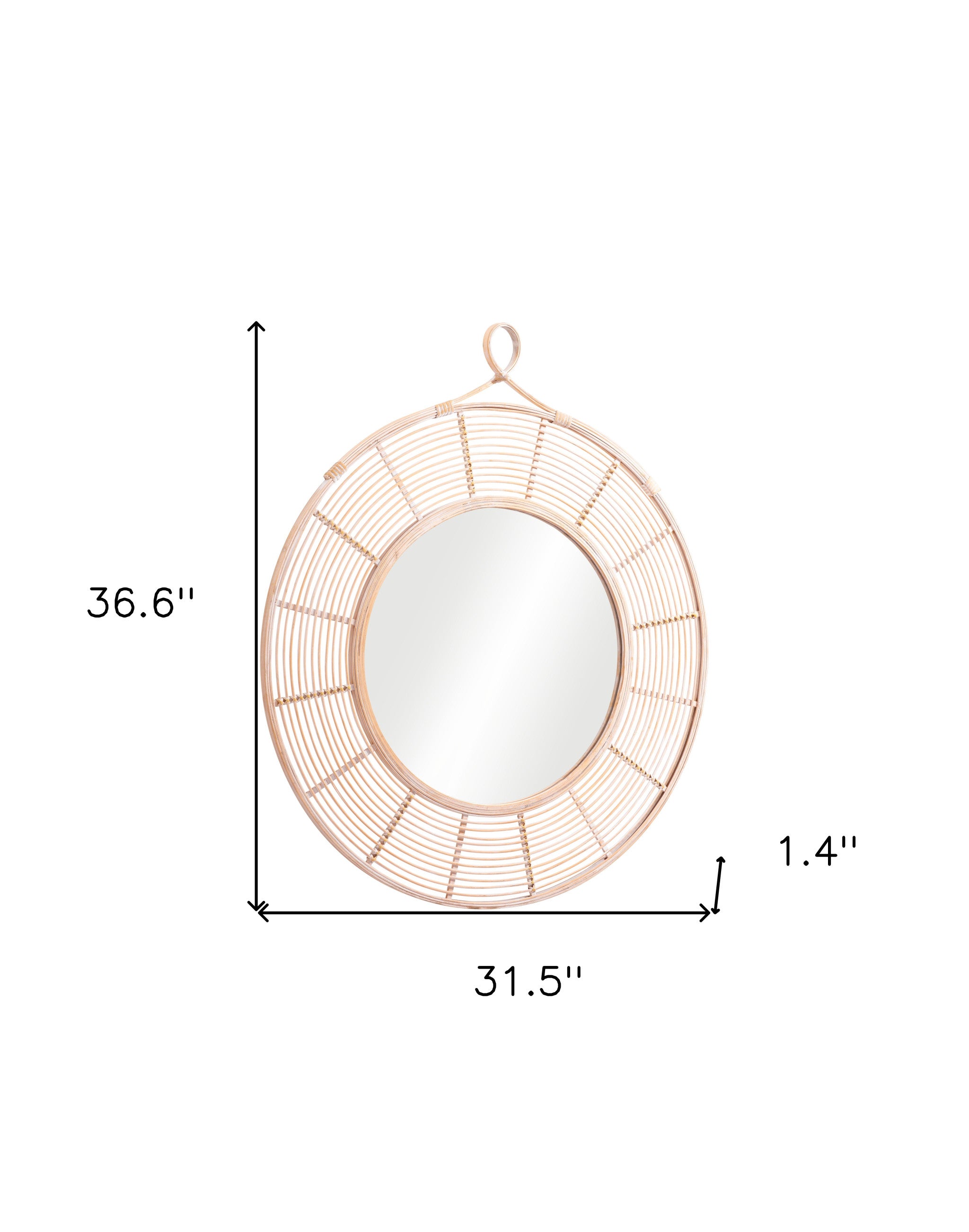 Natural Round Framed Accent Mirror