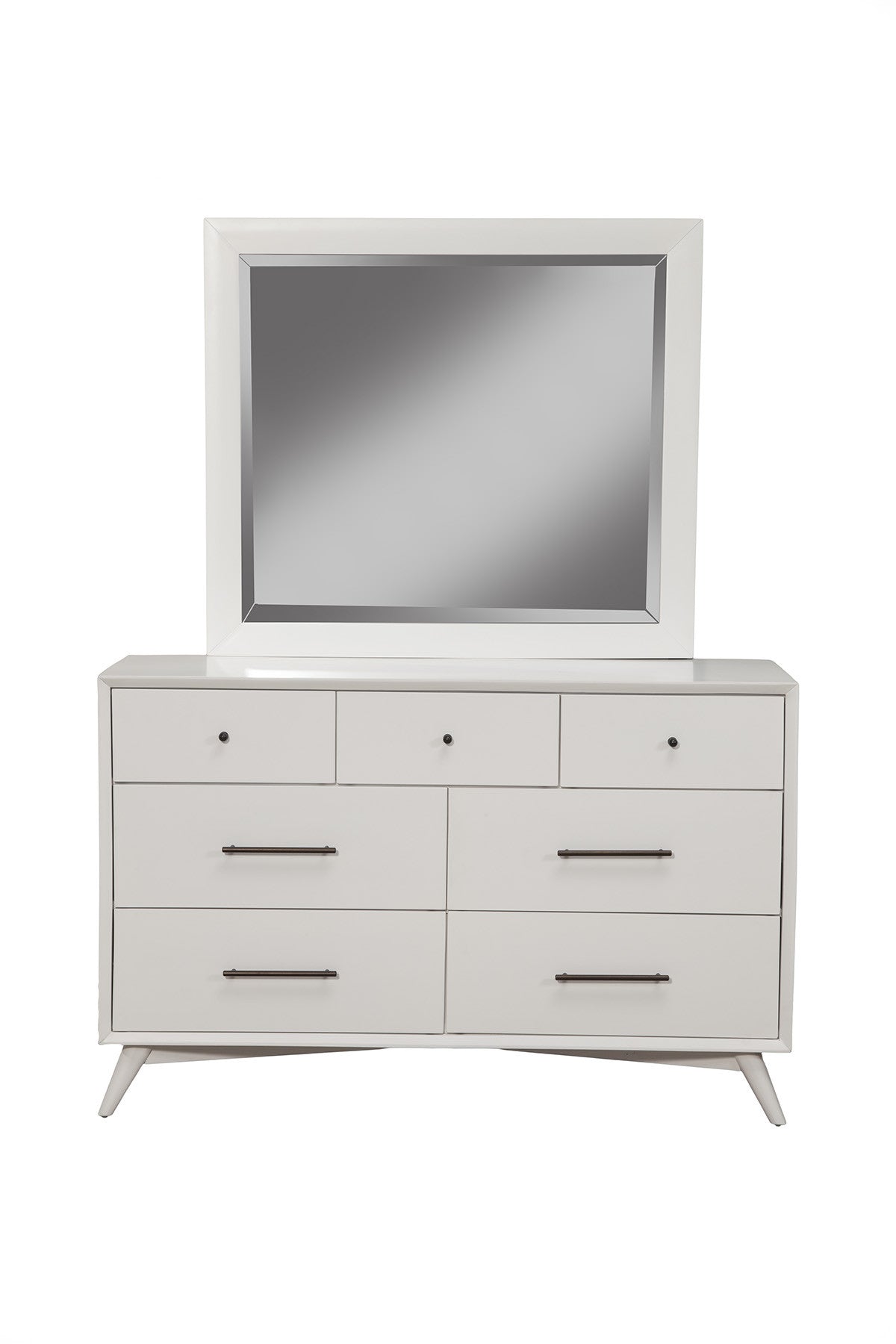 56" White Solid Wood Seven Drawer Double Dresser