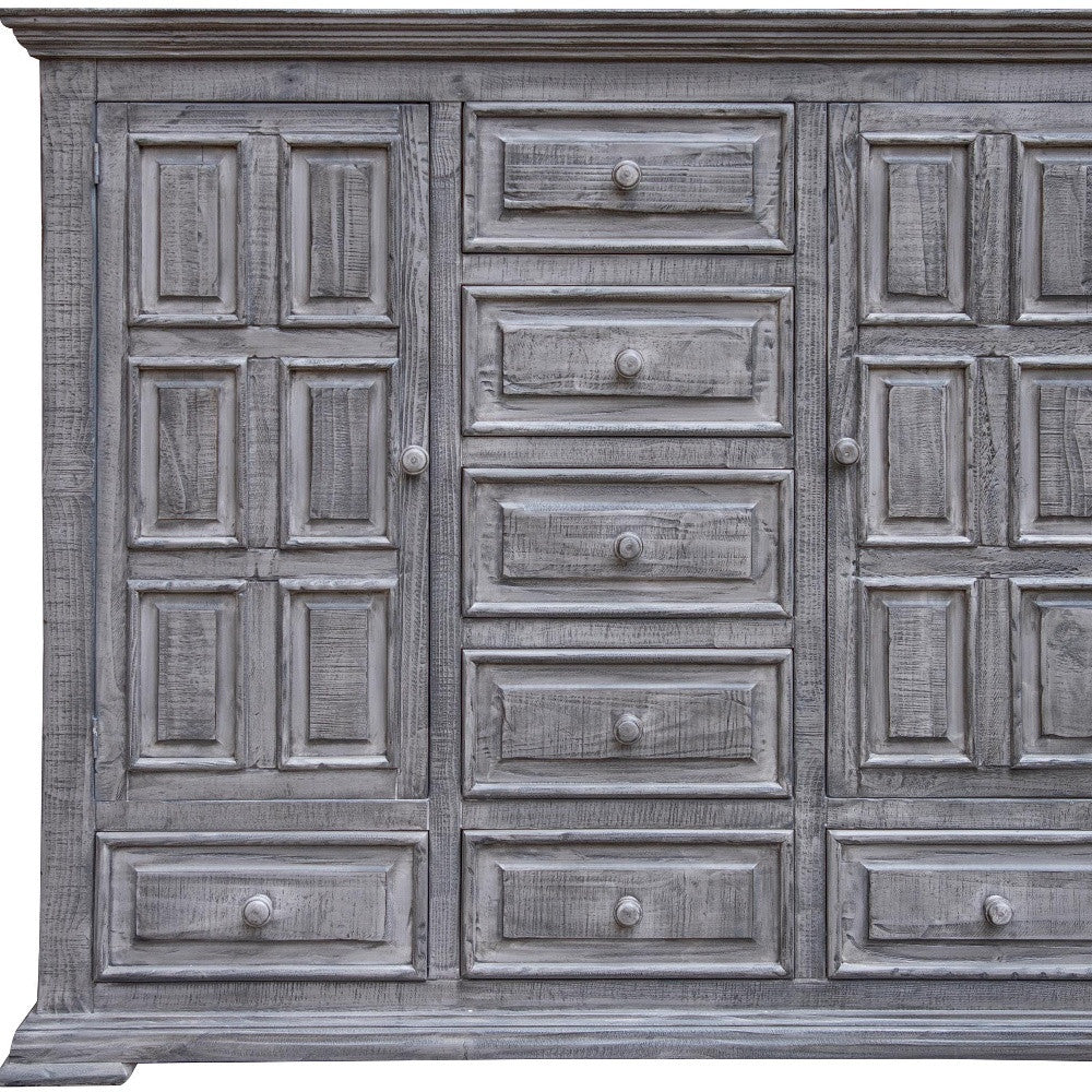 64" Gray Solid Wood Seven Drawer Gentlemans Chest