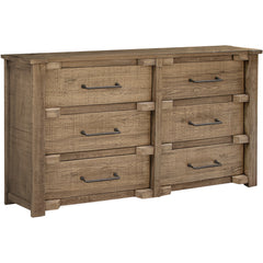 67" Natural Solid Wood Six Drawer Double Dresser