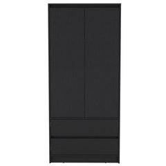 32" Black Two Drawer Combo Dresser