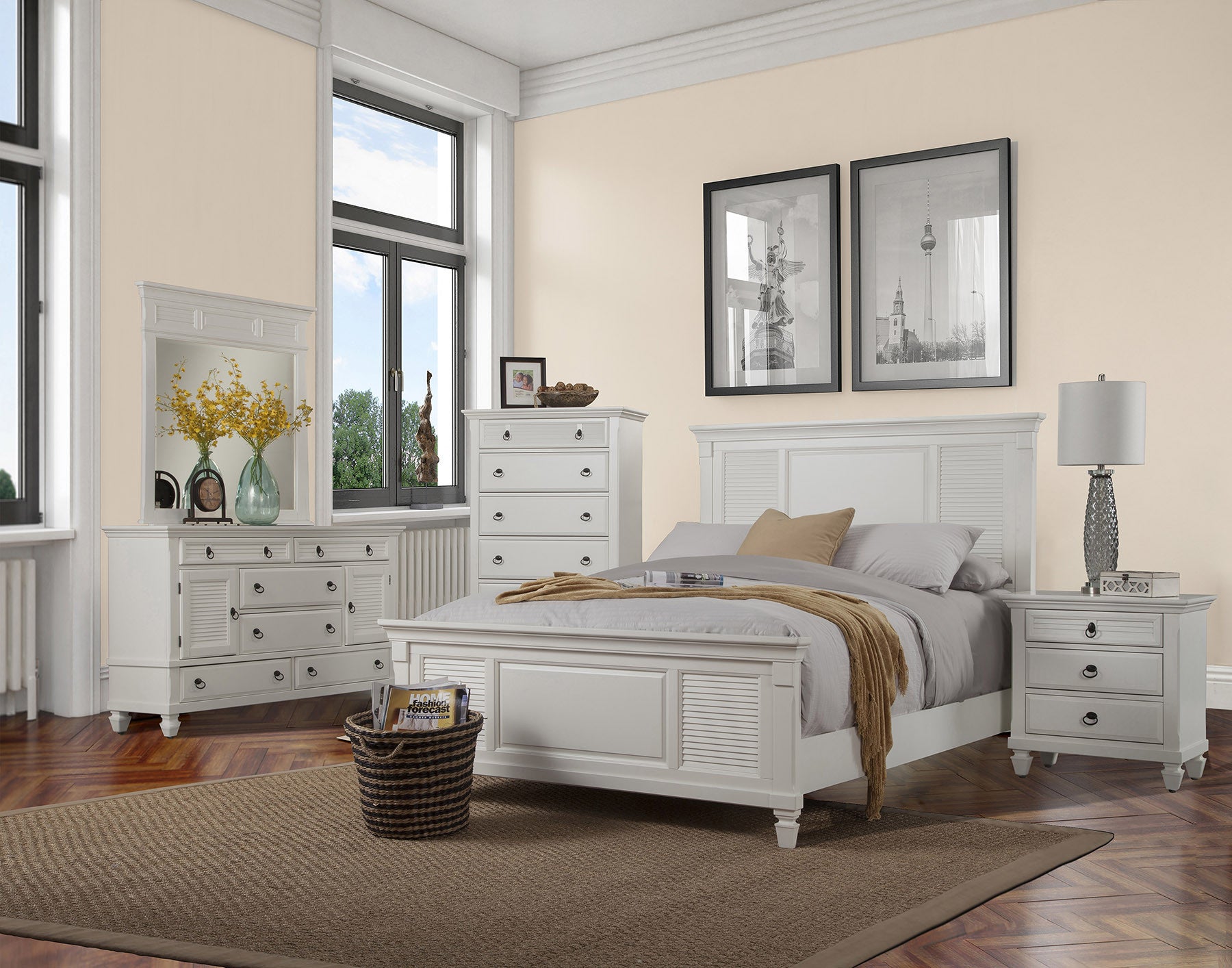 62" White Solid Wood Six Drawer Double Dresser