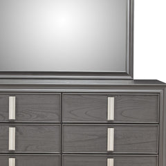 62" Dark Gray Solid Wood Six Drawer Double Dresser