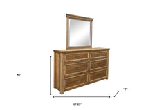 67" Natural Solid Wood Six Drawer Double Dresser