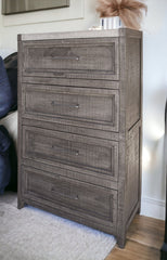 37" Gray Solid Wood Four Drawer Chest