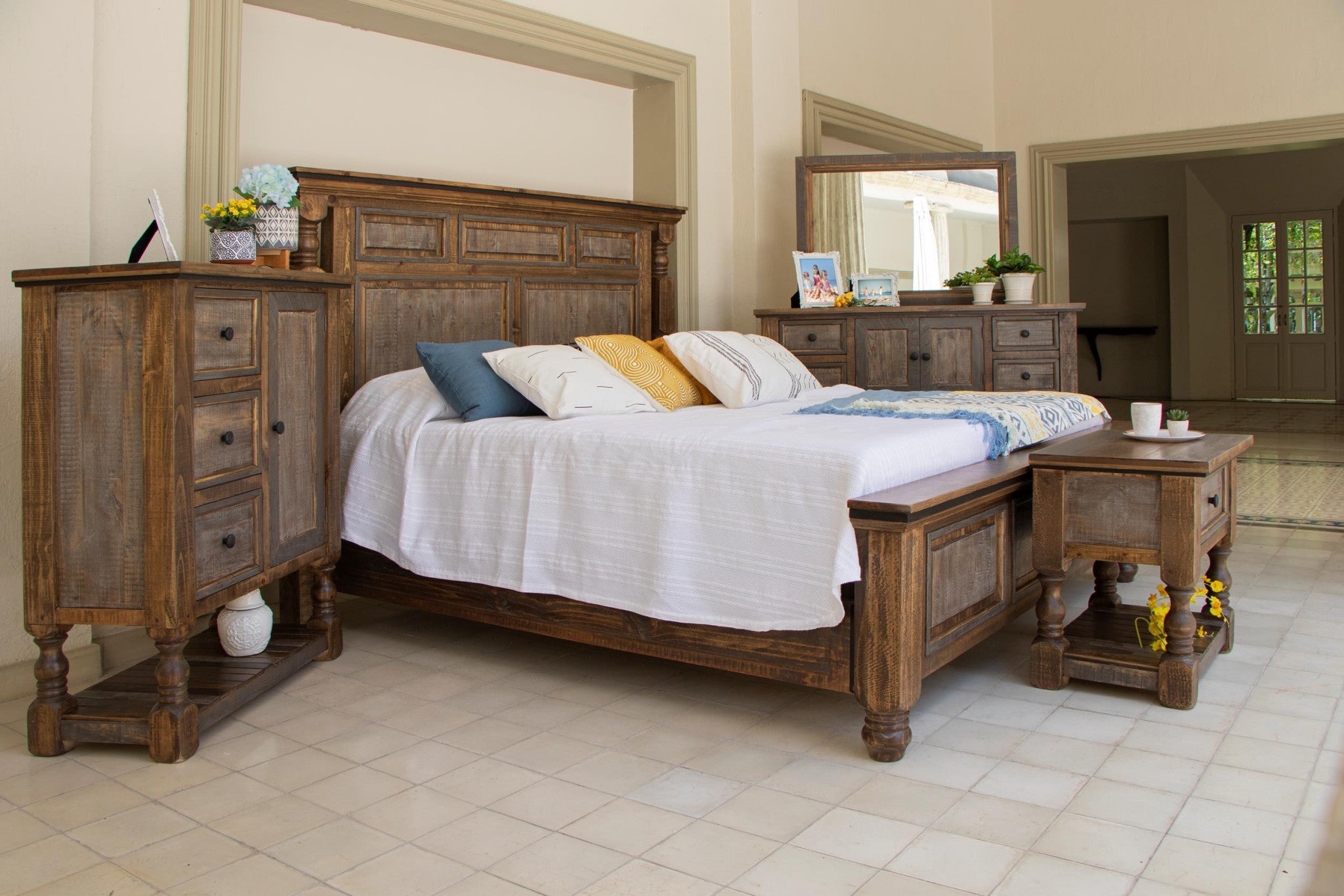 63" Brown Solid Wood Six Drawer Triple Dresser