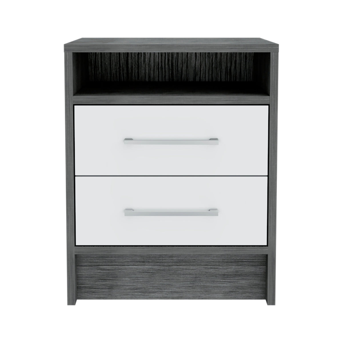 20" Gray Two Drawer Faux Wood Nightstand
