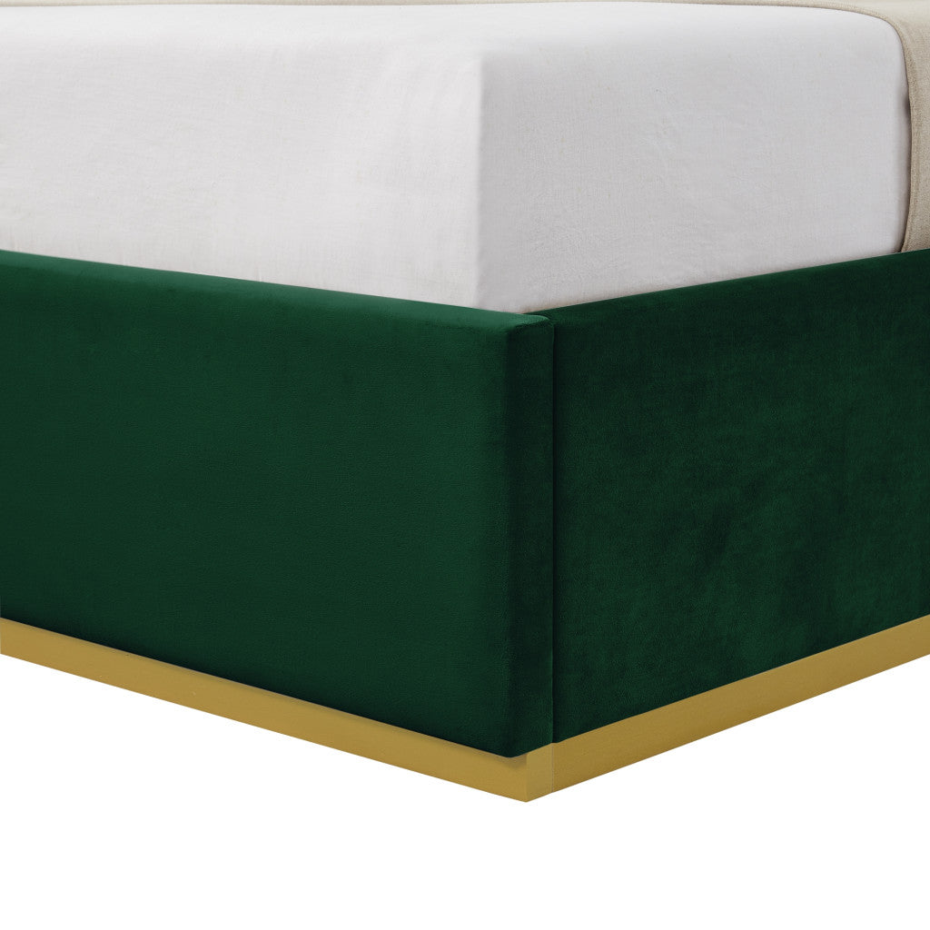 Hunter Green Solid Wood King Upholstered Velvet Bed